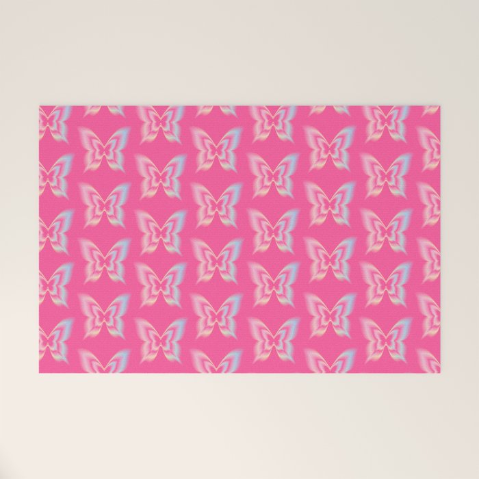 y2k pop super butterfly pink Welcome Mat Gallery Image 1