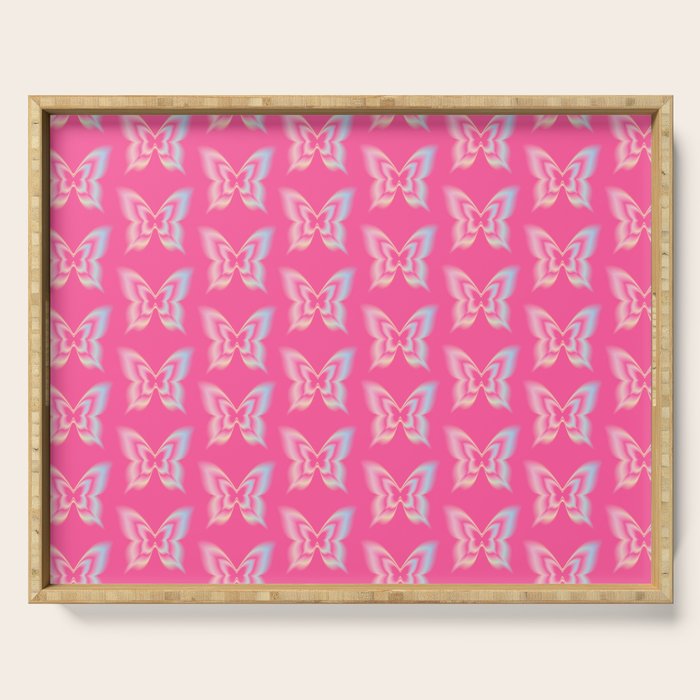 y2k pop super butterfly pink Serving Tray Gallery Image 1