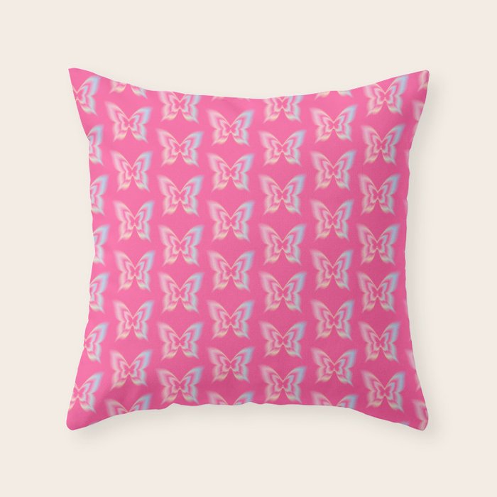y2k pop super butterfly pink Throw Pillow Gallery Image 6