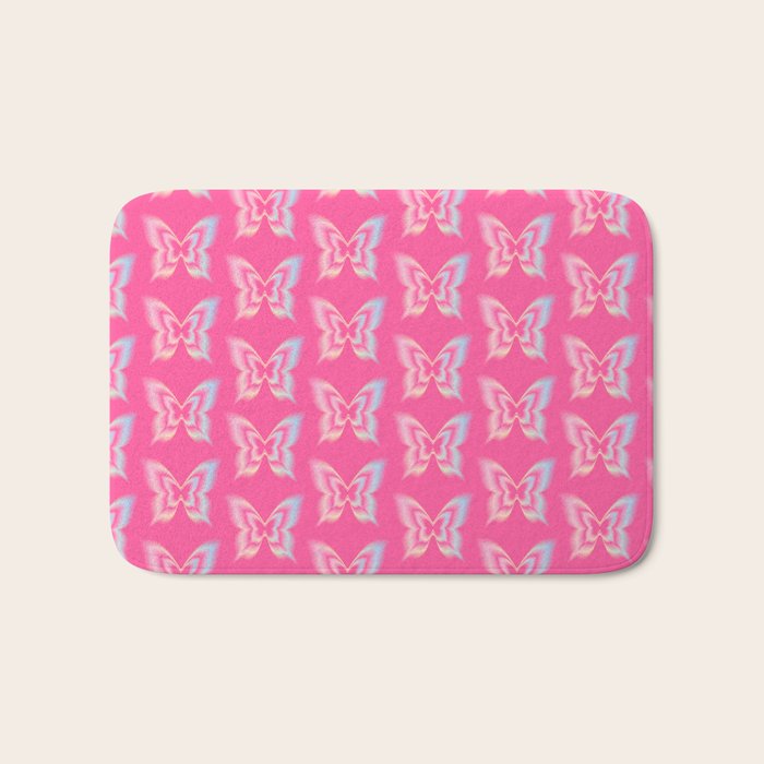 y2k pop super butterfly pink Bath Mat Gallery Image 1