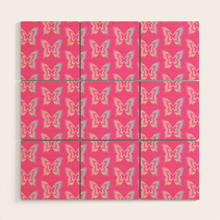 y2k pop super butterfly pink Wood Wall Art Gallery Image 1