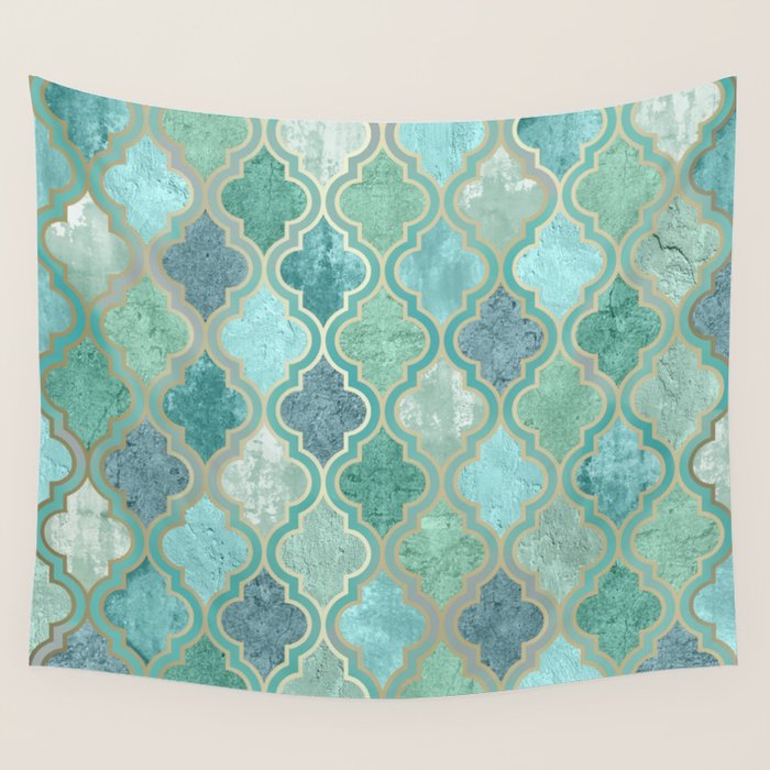 Moroccan Teal Green Wall Tapestry Gallery Image 4