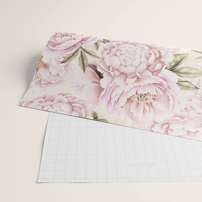 Pastel Blush Pink Spring Watercolor Peony Flowers Pattern Wrapping Paper Gallery Image 2