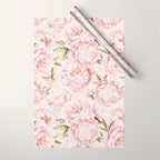 Pastel Blush Pink Spring Watercolor Peony Flowers Pattern Wrapping Paper Gallery Image 1