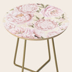 Pastel Blush Pink Spring Watercolor Peony Flowers Pattern Side Table Gallery Image 2