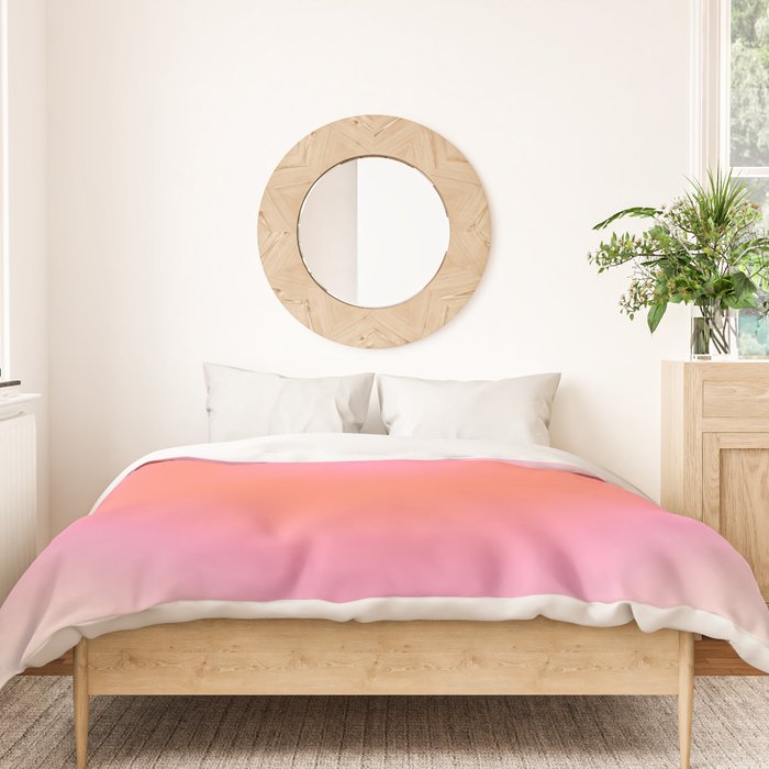 Les Couleurs | 04 - Aura Print Neutral Pink And Orange Preppy Decor Modern Gradient Duvet Cover Gallery Image 3