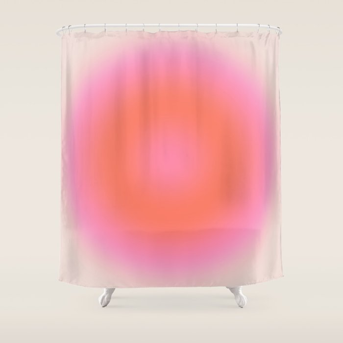 Les Couleurs | 04 - Aura Print Neutral Pink And Orange Preppy Decor Modern Gradient Shower Curtain Gallery Image 1