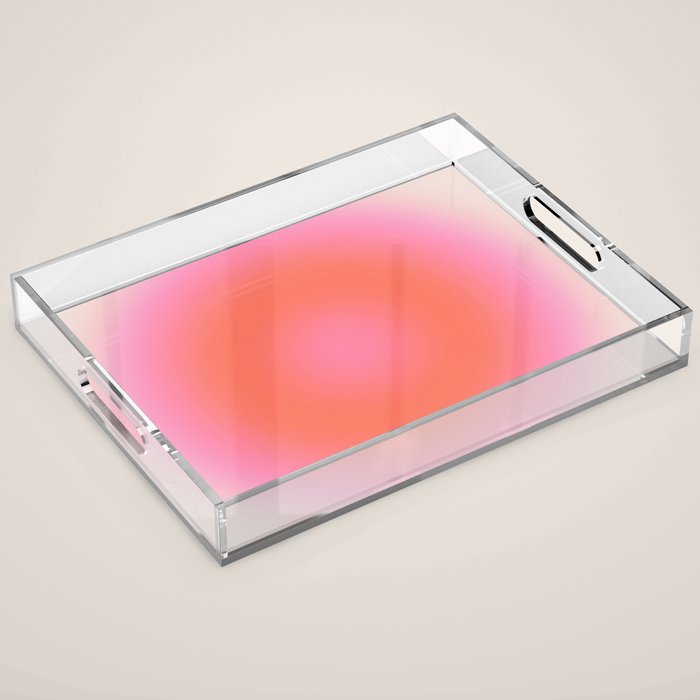Les Couleurs | 04 - Aura Print Neutral Pink And Orange Preppy Decor Modern Gradient Acrylic Tray Gallery Image 1