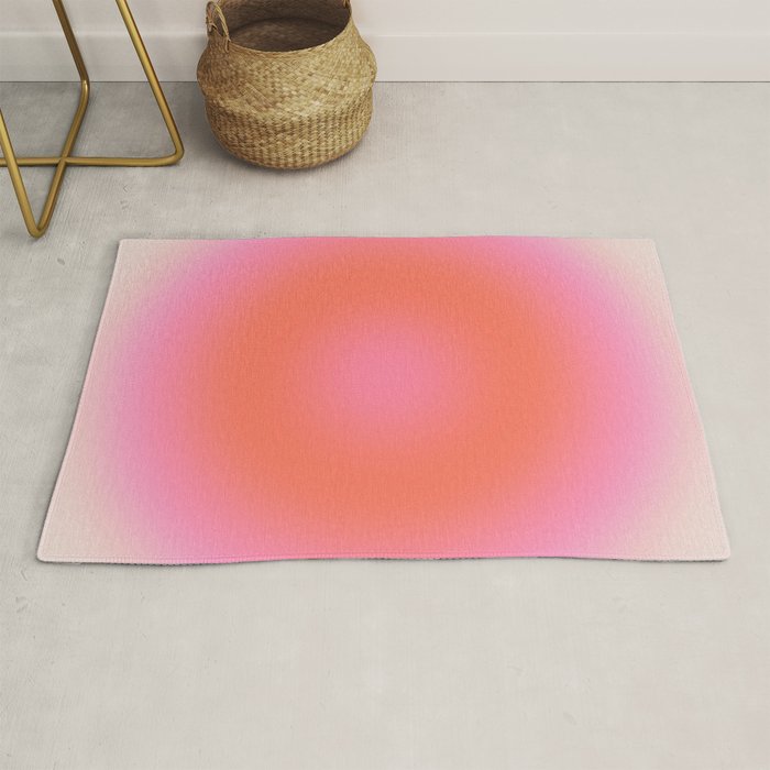 Les Couleurs | 04 - Aura Print Neutral Pink And Orange Preppy Decor Modern Gradient Rug Gallery Image 1