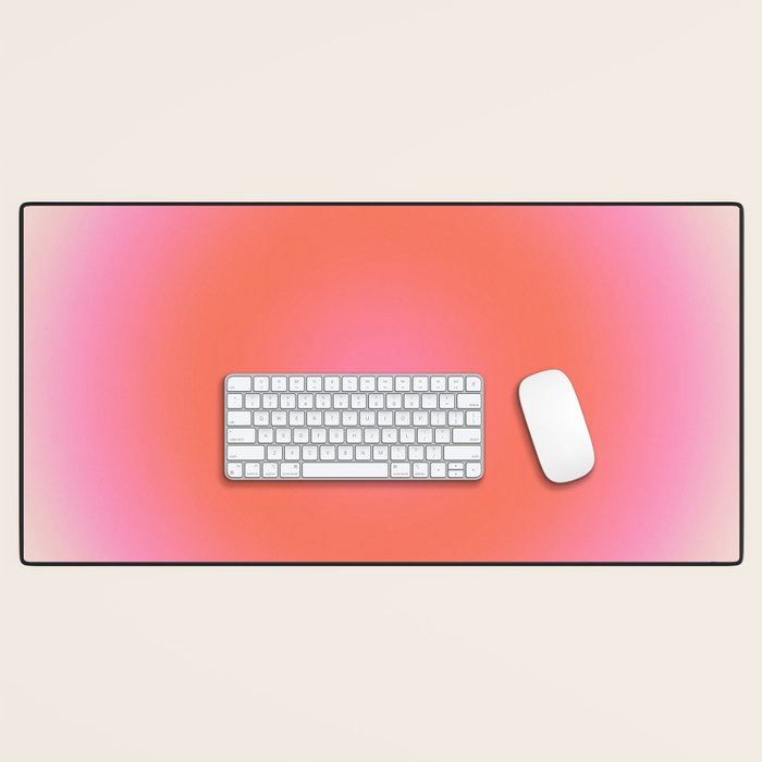 Les Couleurs | 04 - Aura Print Neutral Pink And Orange Preppy Decor Modern Gradient Desk Mat Gallery Image 1