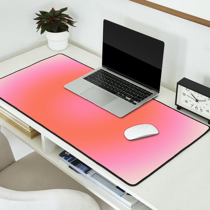 Les Couleurs | 04 - Aura Print Neutral Pink And Orange Preppy Decor Modern Gradient Desk Mat Gallery Image 2