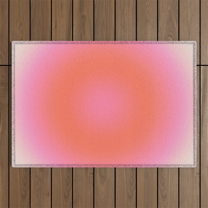 Les Couleurs | 04 - Aura Print Neutral Pink And Orange Preppy Decor Modern Gradient Outdoor Rug Gallery Image 1
