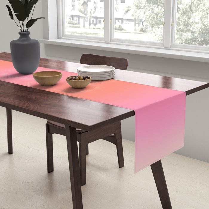 Les Couleurs | 04 - Aura Print Neutral Pink And Orange Preppy Decor Modern Gradient Table Runner Gallery Image 2