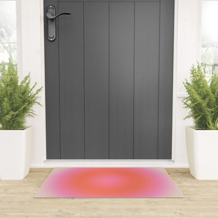 Les Couleurs | 04 - Aura Print Neutral Pink And Orange Preppy Decor Modern Gradient Welcome Mat Gallery Image 3
