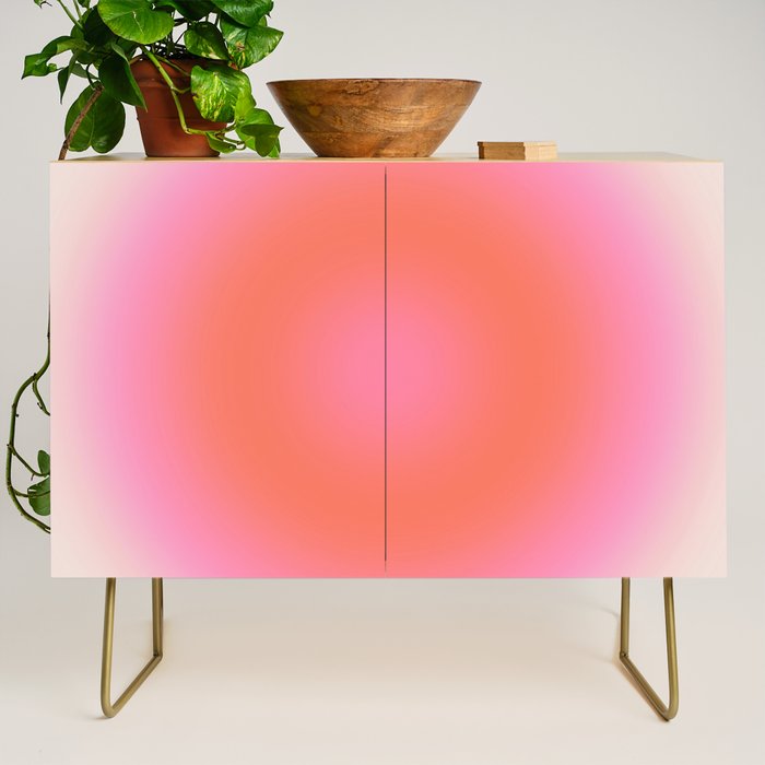 Les Couleurs | 04 - Aura Print Neutral Pink And Orange Preppy Decor Modern Gradient Credenza Gallery Image 1