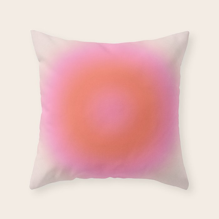 Les Couleurs | 04 - Aura Print Neutral Pink And Orange Preppy Decor Modern Gradient Throw Pillow Gallery Image 1