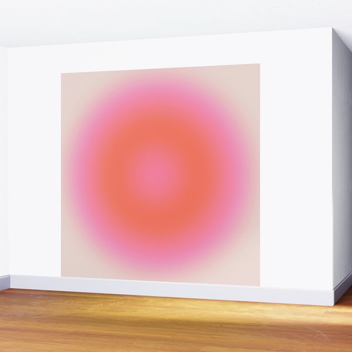 Les Couleurs | 04 - Aura Print Neutral Pink And Orange Preppy Decor Modern Gradient Wall Mural Gallery Image 2