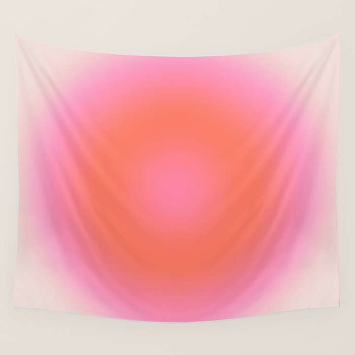Les Couleurs | 04 - Aura Print Neutral Pink And Orange Preppy Decor Modern Gradient Wall Tapestry Gallery Image 4