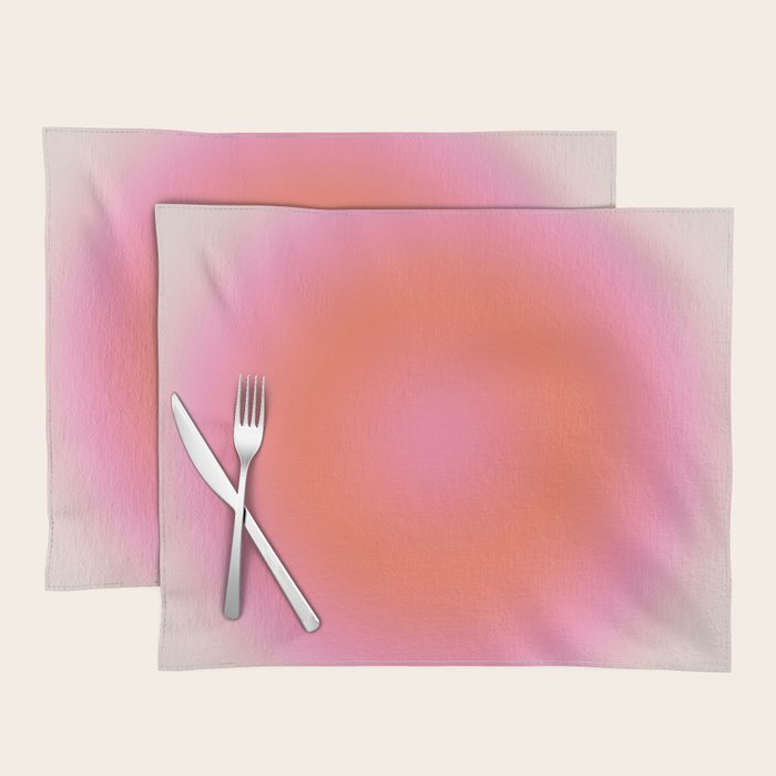 Les Couleurs | 04 - Aura Print Neutral Pink And Orange Preppy Decor Modern Gradient Placemat Gallery Image 1