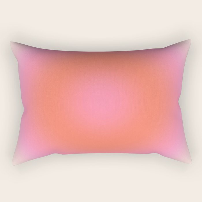 Les Couleurs | 04 - Aura Print Neutral Pink And Orange Preppy Decor Modern Gradient Rectangular Pillow Gallery Image 2