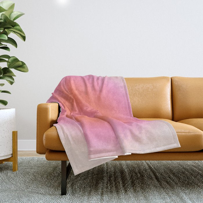 Les Couleurs | 04 - Aura Print Neutral Pink And Orange Preppy Decor Modern Gradient Throw Blanket Gallery Image 1