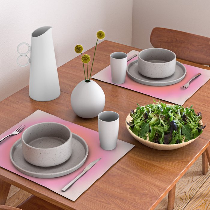 Les Couleurs | 04 - Aura Print Neutral Pink And Orange Preppy Decor Modern Gradient Placemat Gallery Image 2
