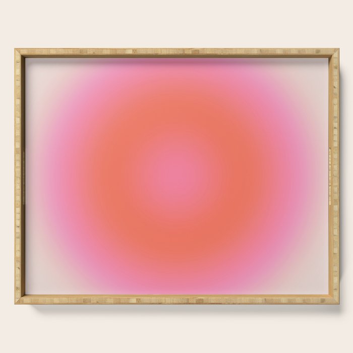 Les Couleurs | 04 - Aura Print Neutral Pink And Orange Preppy Decor Modern Gradient Serving Tray Gallery Image 1