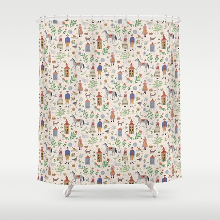 Swedish Folk Art Shower Curtain Gallery Image 1