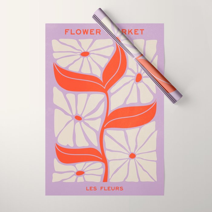 Plum & Flamingo: Les Fleurs | Flower Market Color Series 06 Wrapping Paper Gallery Image 1