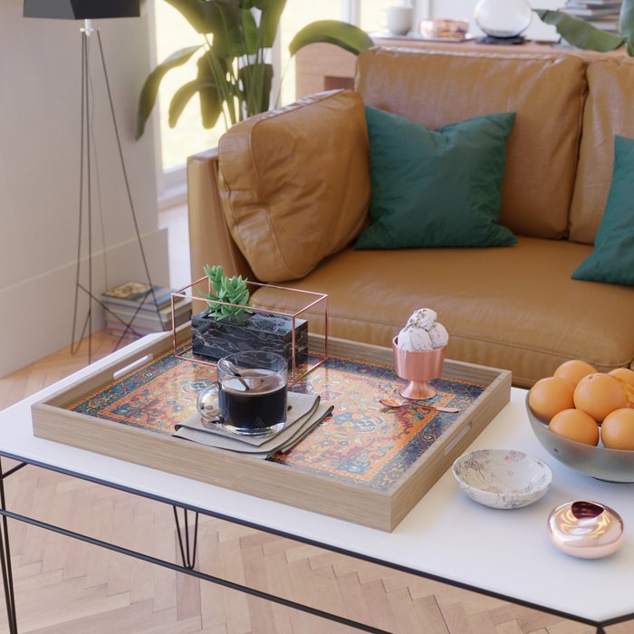 Saffron Elegance: Timeless Berber Atlas Moroccan Aesthetics Serving Tray Gallery Image 2