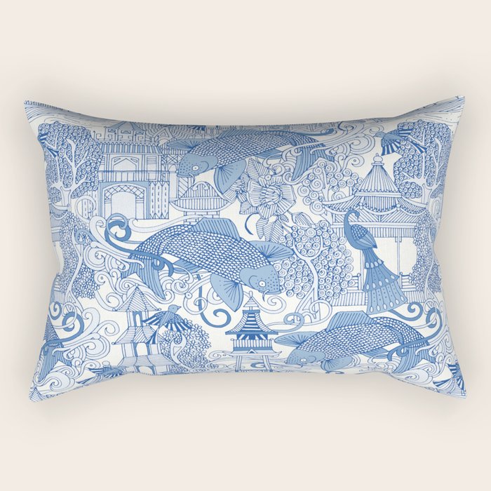 chinoiserie toile blue Rectangular Pillow Gallery Image 2