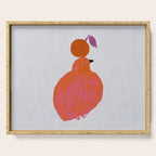 Fat Round Bird and Orange - Fuchsia and Grey Serving Tray Gallery Image 1