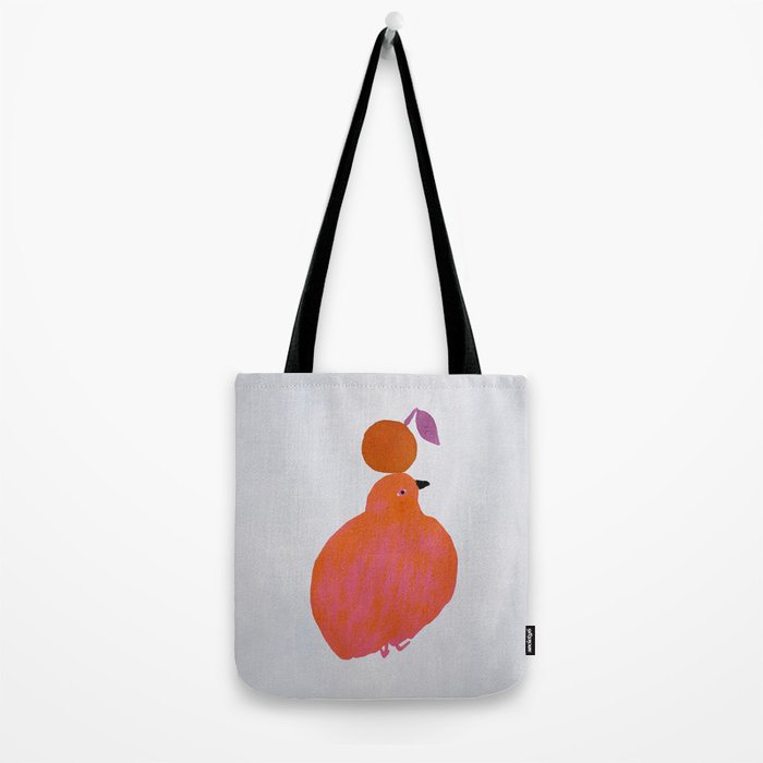 Fat Round Bird and Orange - Fuchsia and Grey Tote Bag Gallery Image 2