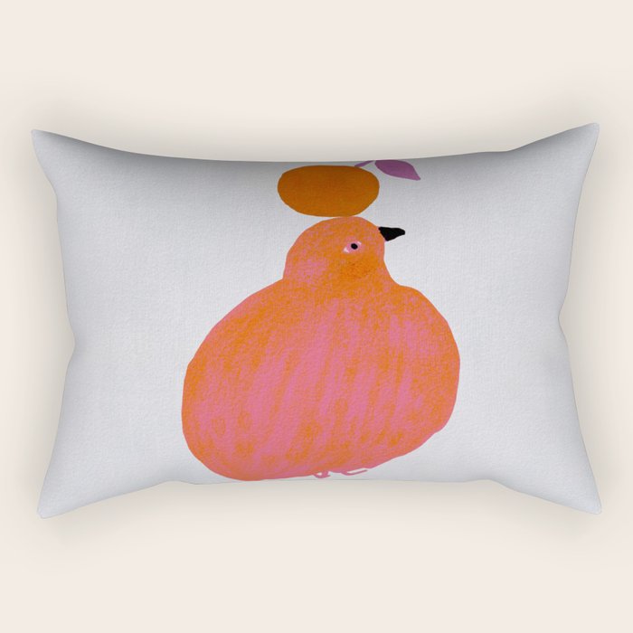 Fat Round Bird and Orange - Fuchsia and Grey Rectangular Pillow Gallery Image 2