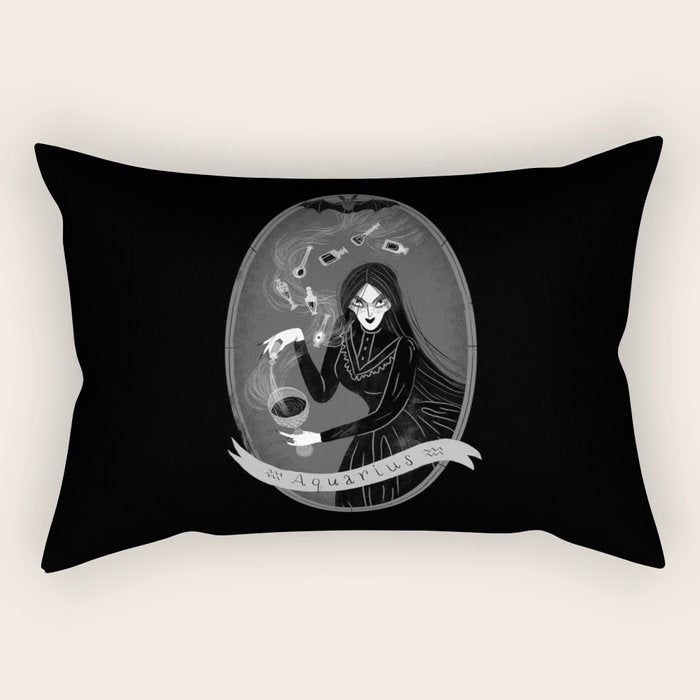 Aquarius Witchy Zodiac Rectangular Pillow Gallery Image 2