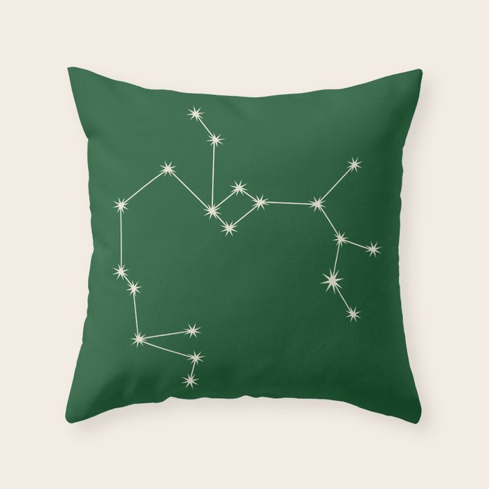 Sagittarius Zodiac Star Constellation Line Art Green Throw Pillow Gallery Image 6