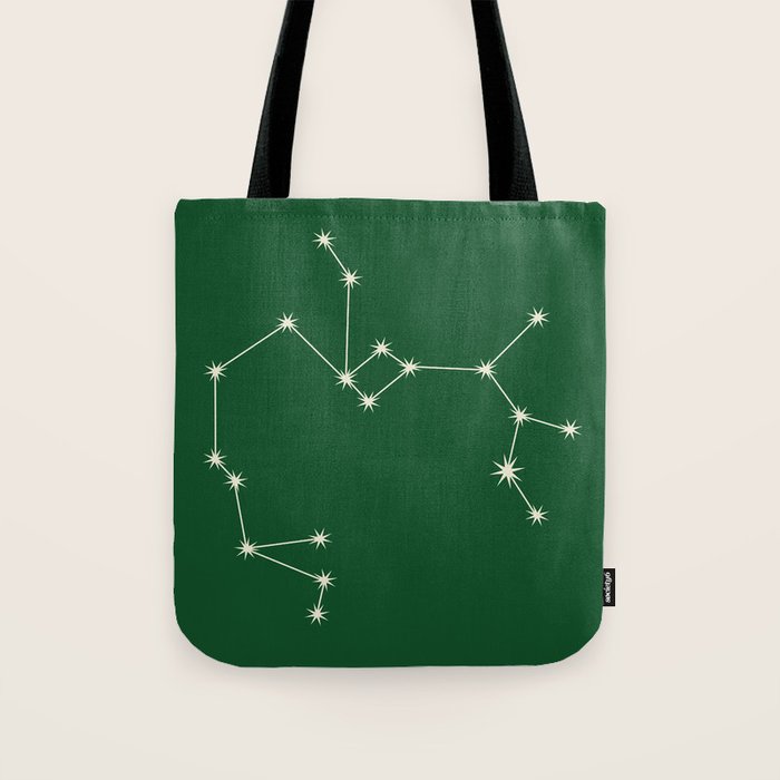 Sagittarius Zodiac Star Constellation Line Art Green Tote Bag Gallery Image 1