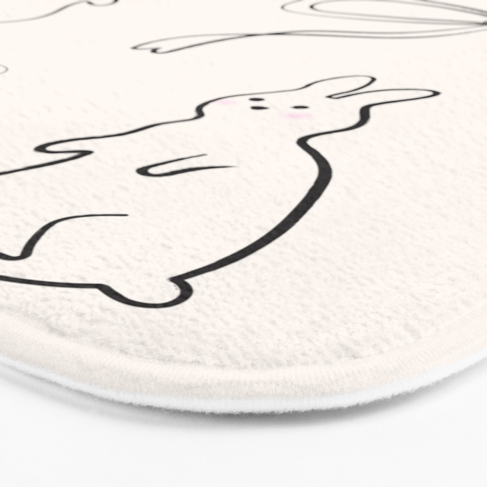 Ribbon Bows and Bunnies in Black and Linen White Bath Mat Gallery Image 3