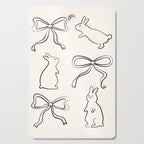Ribbon Bows and Bunnies in Black and Linen White Cutting Board Gallery Image 1