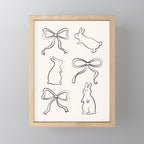 Ribbon Bows and Bunnies in Black and Linen White Mini Art Print Gallery Image 1
