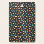 Funny retro cartoon doodle sticker pattern Cutting Board Gallery Image 1