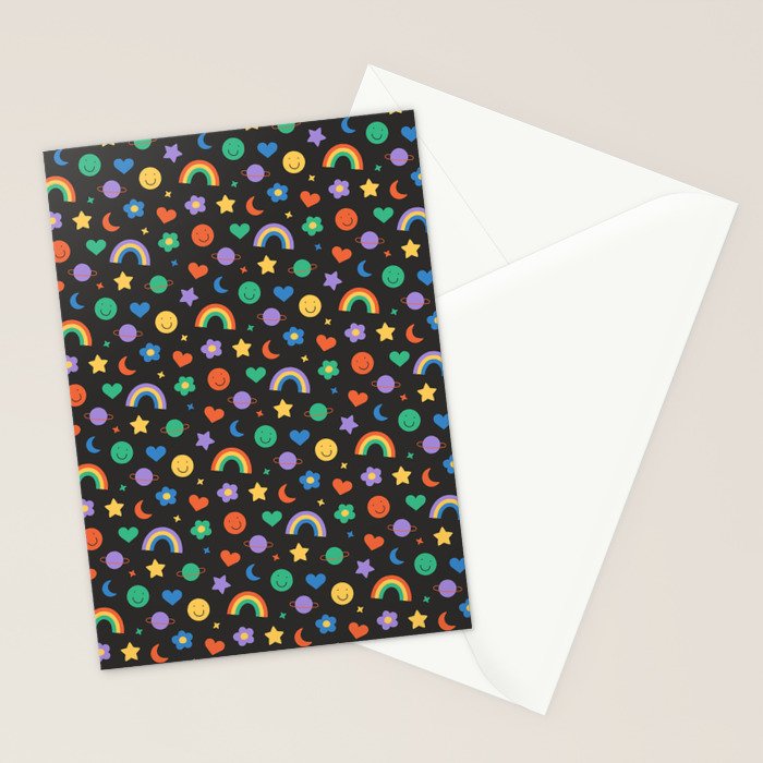 Funny retro cartoon doodle sticker pattern Stationery Card Gallery Image 2