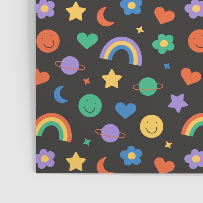 Funny retro cartoon doodle sticker pattern Poster Gallery Image 3