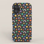 Funny retro cartoon doodle sticker pattern iPhone Case Gallery Image 1