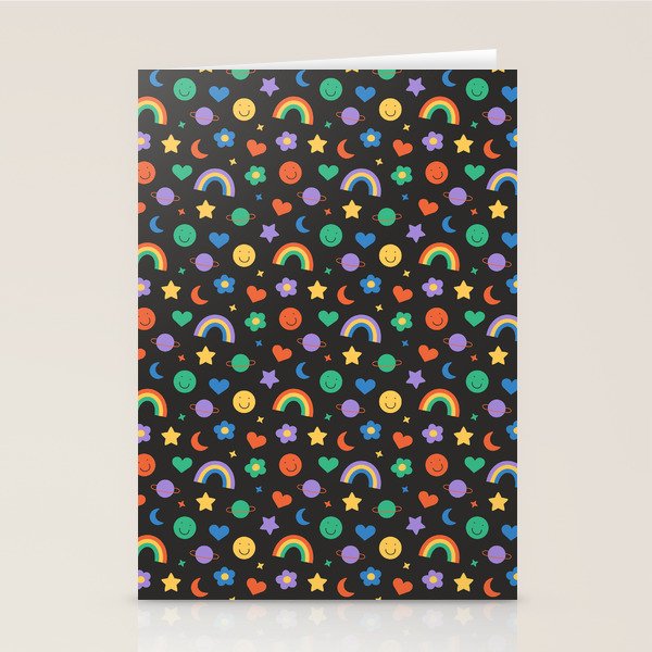 Funny retro cartoon doodle sticker pattern Stationery Card Gallery Image 2