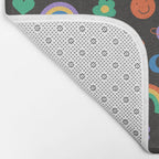 Funny retro cartoon doodle sticker pattern Bath Mat Gallery Image 2