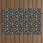 Funny retro cartoon doodle sticker pattern Outdoor Rug Gallery Image 1