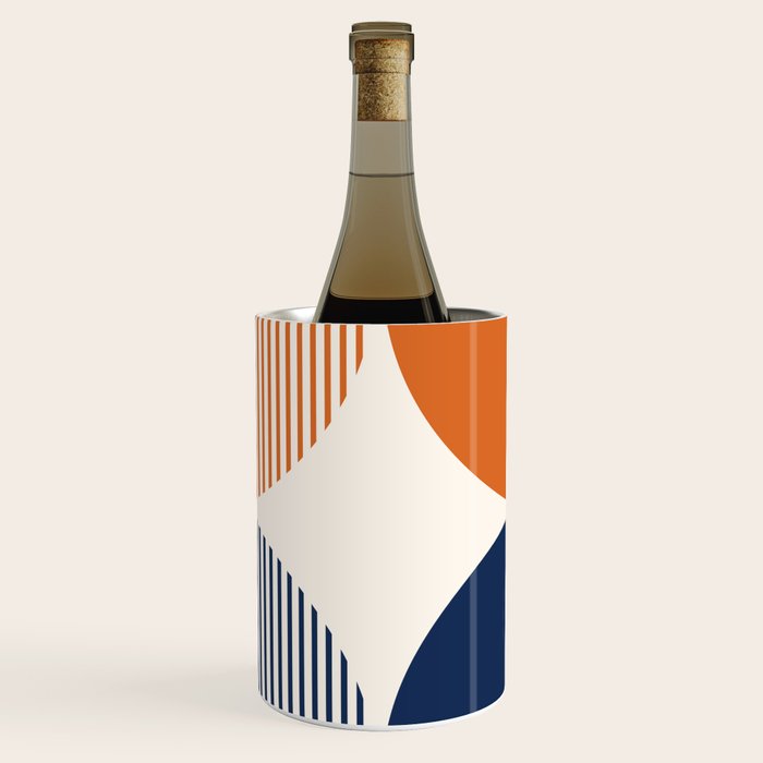 Abstraction Shapes 116 in Navy Blue Orange (Moon Phase Abstract)  Wine Chiller Gallery Image 1