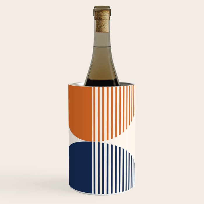 Abstraction Shapes 116 in Navy Blue Orange (Moon Phase Abstract)  Wine Chiller Gallery Image 2