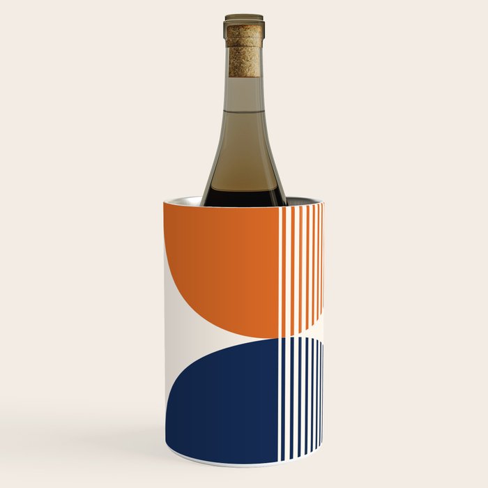Abstraction Shapes 116 in Navy Blue Orange (Moon Phase Abstract)  Wine Chiller Gallery Image 3
